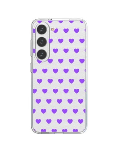 Cover Samsung Galaxy S23 5G Cuore Amore Viola Trasparente - Laetitia