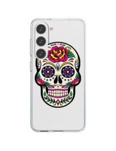 Coque Samsung Galaxy S23 5G Tête de Mort Mexicaine Fleurs...