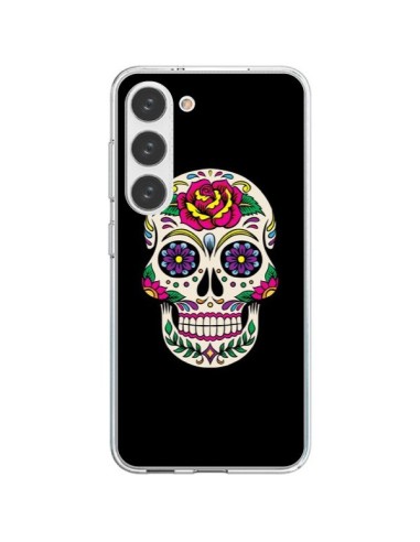Coque Samsung Galaxy S23 5G Tête de Mort Mexicaine Multicolore Noir - Laetitia