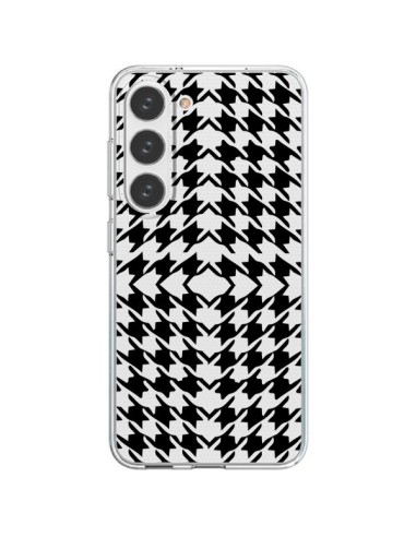 Coque Samsung Galaxy S23 5G Vichy Carre Noir Transparente - Petit Griffin