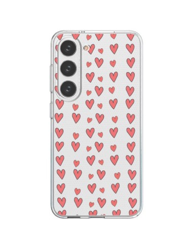 Cover Samsung Galaxy S23 5G Cuore Amore Amour Rosso Trasparente - Petit Griffin