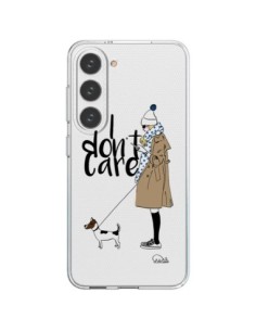 Samsung Galaxy S23 5G Case I don't care Fille Dog Clear -...