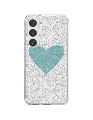 Coque Samsung Galaxy S23 5G Coeur Bleu Vert Argent Love - Mary Nesrala