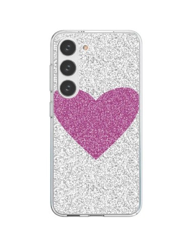 Coque Samsung Galaxy S23 5G Coeur Rose Argent Love - Mary Nesrala
