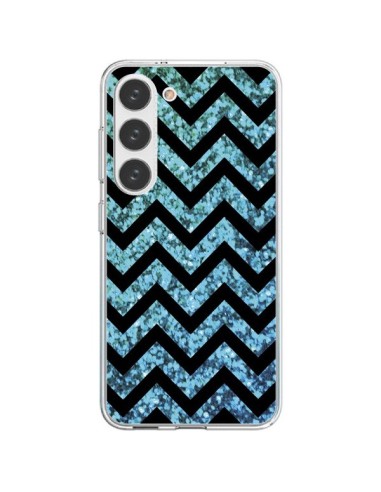 Samsung Galaxy S23 5G Case Chevron Aqua Sparkle Triangle Aztec - Mary Nesrala