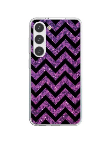 Coque Samsung Galaxy S23 5G Chevron Purple Sparkle Triangle Azteque - Mary Nesrala