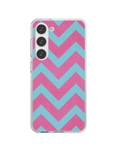 Cover Samsung Galaxy S23 5G Fragola Chevron Rosa Blu -...