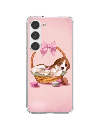 Coque Samsung Galaxy S23 5G Chien Dog Panier Noeud Papillon Macarons - Maryline Cazenave