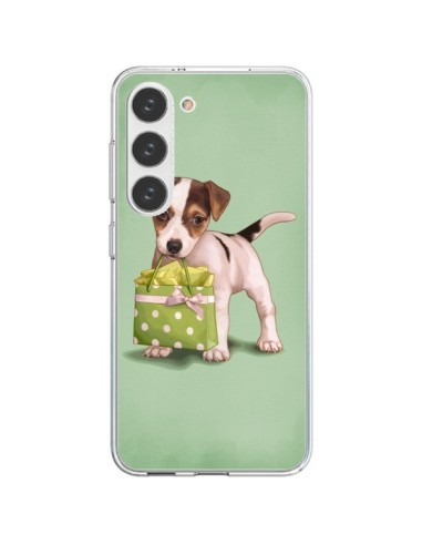 Coque Samsung Galaxy S23 5G Chien Dog Shopping Sac Pois Vert - Maryline Cazenave