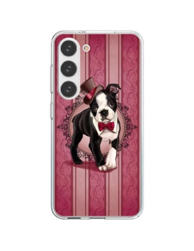 Coque Samsung Galaxy S23 5G Chien Dog Gentleman Noeud Papillon Chapeau - Maryline Cazenave