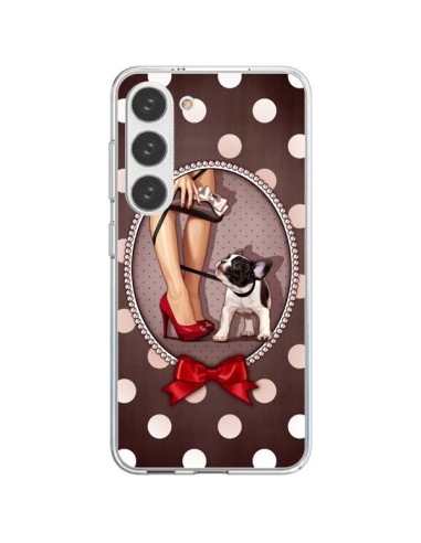 Coque Samsung Galaxy S23 5G Lady Jambes Chien Dog Pois Noeud papillon - Maryline Cazenave