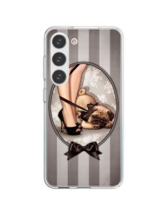 Samsung Galaxy S23 5G Case Lady Black Bow tie Dog Luxe -...