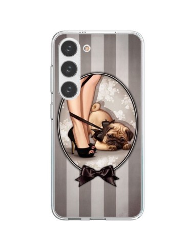 Cover Samsung Galaxy S23 5G Lady Nero Papillon Cane Luxe - Maryline Cazenave