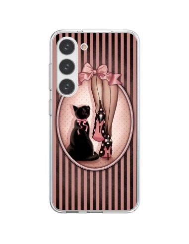 Coque Samsung Galaxy S23 5G Lady Chat Noeud Papillon Pois Chaussures - Maryline Cazenave