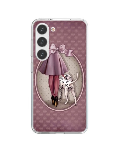 Coque Samsung Galaxy S23 5G Lady Chien Dog Dalmatien Robe Pois - Maryline Cazenave