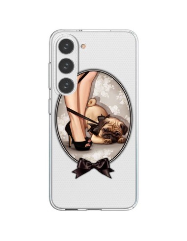 Coque Samsung Galaxy S23 5G Lady Jambes Chien Bulldog Dog Noeud Papillon Transparente - Maryline Cazenave