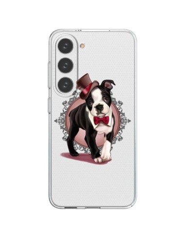 Samsung Galaxy S23 5G Case Dog Bulldog Dog Gentleman Bow tie Cappello Clear - Maryline Cazenave