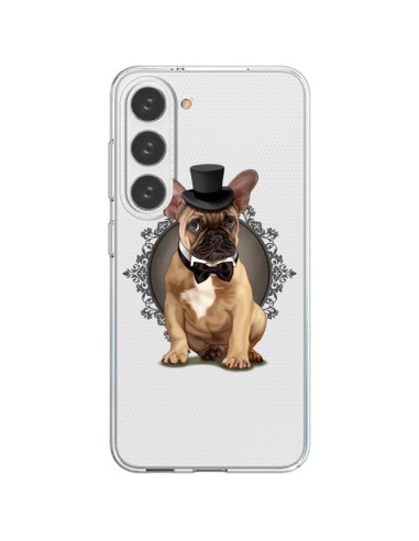 Coque Samsung Galaxy S23 5G Chien Bulldog Noeud Papillon Chapeau Transparente - Maryline Cazenave