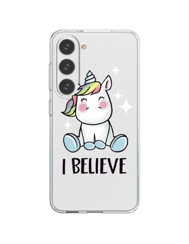 Coque Samsung Galaxy S23 5G Licorne I Believe Transparente - Maryline Cazenave