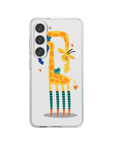 Coque Samsung Galaxy S23 5G L'oiseau et la Girafe Amour Love Transparente - Maria Jose Da Luz