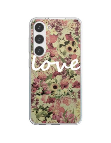 Coque Samsung Galaxy S23 5G Love Blanc Flower - Monica Martinez