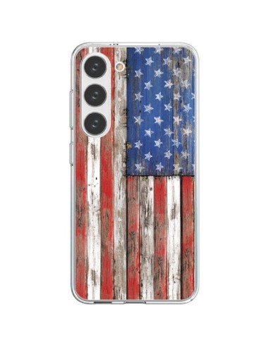 Samsung Galaxy S23 5G Case Bandierq USA America Vintage Wood Wood - Maximilian San