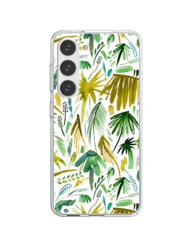 Coque Samsung Galaxy S23 5G Brushstrokes Tropical Palms Green - Ninola Design
