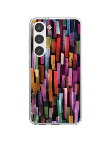 Coque Samsung Galaxy S23 5G Colorful Brushstrokes Black - Ninola Design