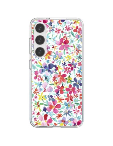 Coque Samsung Galaxy S23 5G Colorful Flowers Petals Blue - Ninola Design
