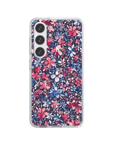 Coque Samsung Galaxy S23 5G Colorful Little Flowers Navy - Ninola Design
