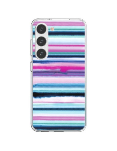 Coque Samsung Galaxy S23 5G Degrade Stripes Watercolor Pink - Ninola Design