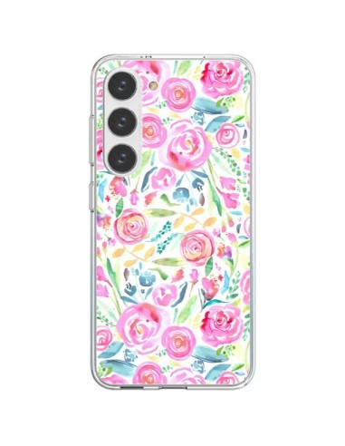 Coque Samsung Galaxy S23 5G Speckled Watercolor Pink - Ninola Design