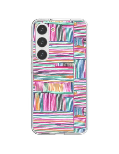 Coque Samsung Galaxy S23 5G Watercolor Linear Meditation Pink - Ninola Design
