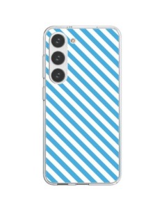 Cover Samsung Galaxy S23 5G Caramella Motivo rigato Blu e...