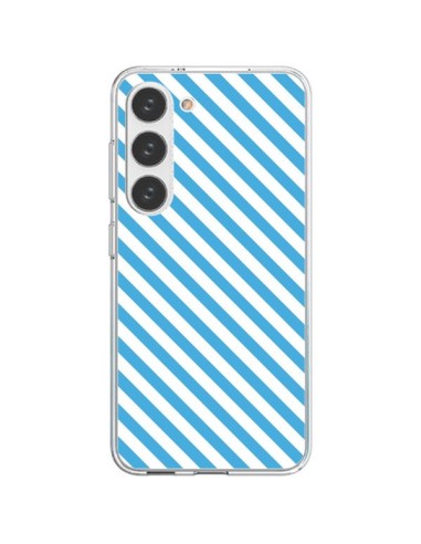 Samsung Galaxy S23 5G Case Candy Motivo rigato Blue e White - Nico