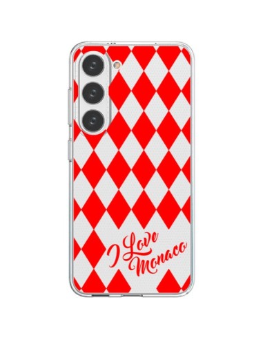 Coque Samsung Galaxy S23 5G I Love Monaco et Losange Rouge - Nico