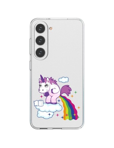 Cover Samsung Galaxy S23 5G Unicorno Caca Arcobaleno Trasparente - Nico