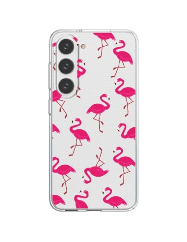Coque Samsung Galaxy S23 5G flamant Rose et Flamingo Transparente - Nico