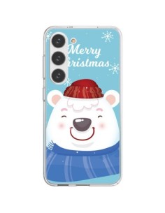 Cover Samsung Galaxy S23 5G Orso Bianco di Natale Merry...