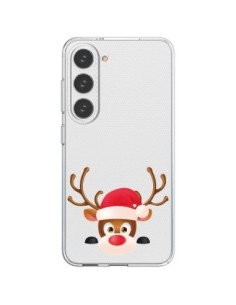 Coque Samsung Galaxy S23 5G Renne de Noël transparente -...