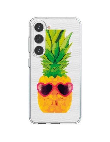 Coque Samsung Galaxy S23 5G Ananas Lunette en Cœur transparente - Nico