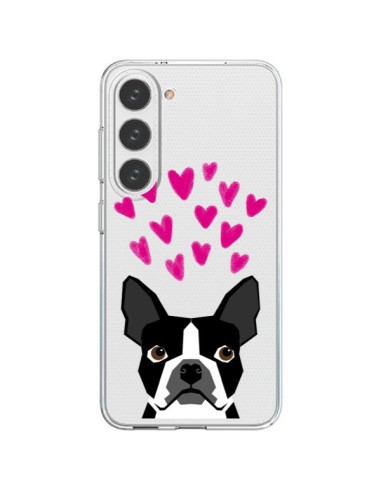 Coque Samsung Galaxy S23 5G Boston Terrier Coeurs Chien Transparente - Pet Friendly