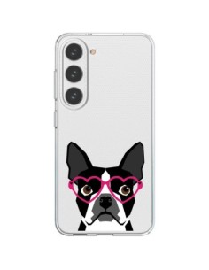 Cover Samsung Galaxy S23 5G Boston Terrier Occhiali Cuori...