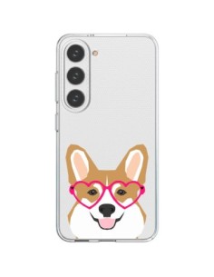 Samsung Galaxy S23 5G Case Dog Funny Eyes Hearts Clear -...