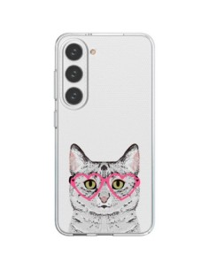 Cover Samsung Galaxy S23 5G Gatto Grigio Occhiali Cuori...