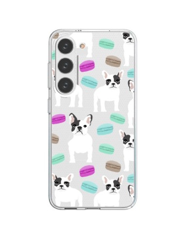 Coque Samsung Galaxy S23 5G Chiens Bulldog Français Macarons Transparente - Pet Friendly