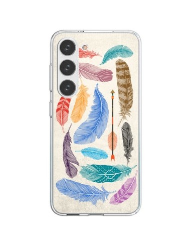 Coque Samsung Galaxy S23 5G Feather Plumes Multicolores - Rachel Caldwell