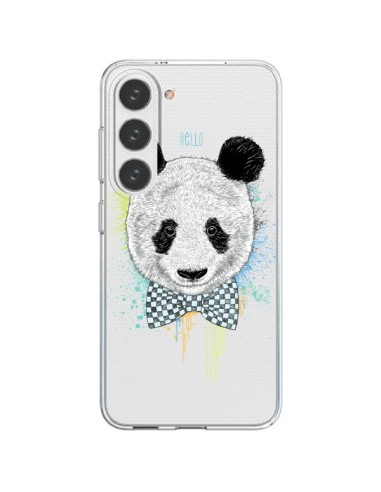 Coque Samsung Galaxy S23 5G Panda Noeud Papillon Transparente - Rachel Caldwell