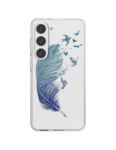 Cover Samsung Galaxy S23 5G Piuma Vola Uccelli Trasparente - Rachel Caldwell