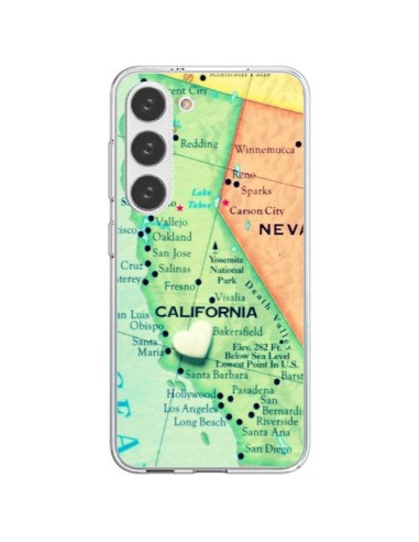 Coque Samsung Galaxy S23 5G Carte Map Californie - R Delean